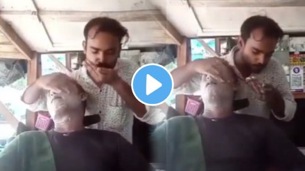 Viral Video Of Barber spit in hand while giving massage to customer in up salon shocking video