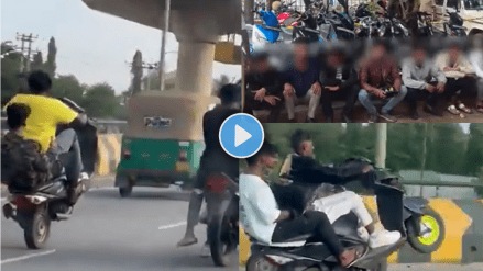 Police arrested 24 men for doing a wheeling stunt in Bangalore Police arrested 24 men for doing a wheeling stunt in Bangalore