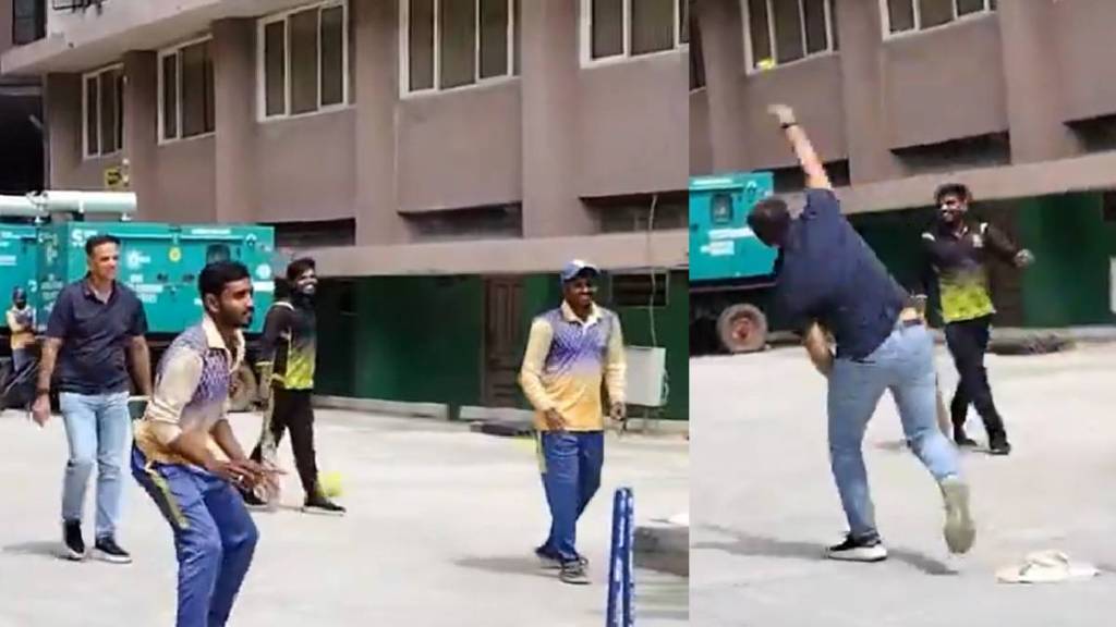 Rahul Dravid Fast Bowling viral video in a street match with NCA ground staff Rahul Dravid Fast Bowling viral video in a street match with NCA ground staff