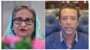 Sheikh Hasina and son Sajeeb Wazed Joy
