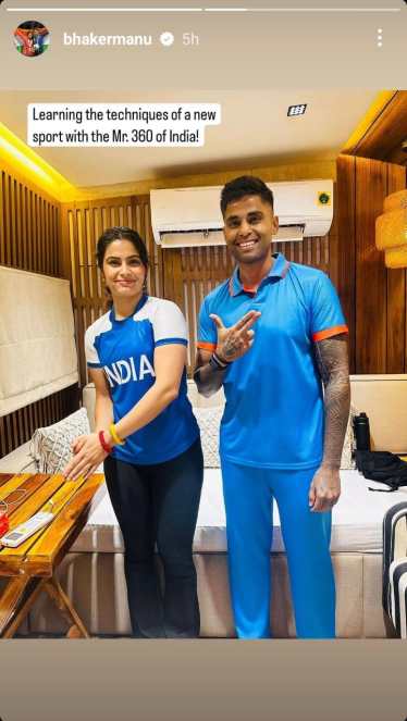 Manu bhaker with Suryakumar Yadav 