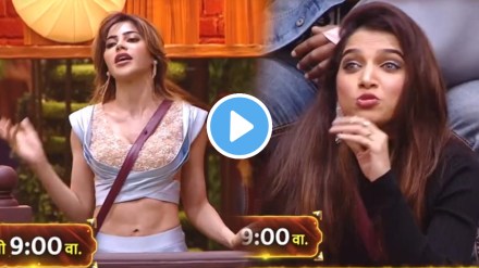 Bigg Boss Marathi Season 5 Nikki Tamboli and Janhvi Killekar fight in front of journalits Bigg Boss Marathi Season 5 Nikki Tamboli and Janhvi Killekar fight in front of journalits