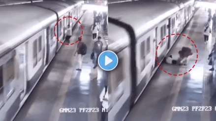 Mumbai police hero saved a man from local train accident at Goregaon station viral video