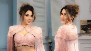 Nikki Tamboli Bold Look Pastel Designer Dress