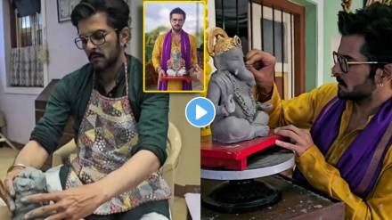 Navri Mile Hitlerla abhiram make their own Ganpati idol watch video