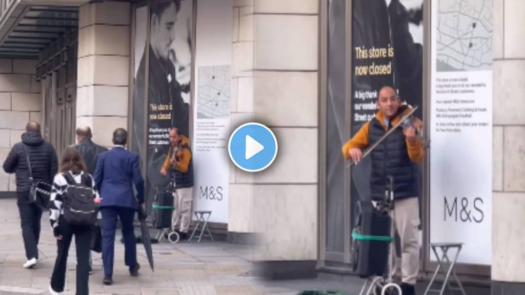 Street in London Man plays Mohabbatein tune Street in London Man plays Mohabbatein tune