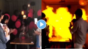 As the girl lit the candle there was a big blast