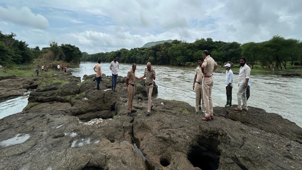 young girl and boy slipped, Indrayani river,