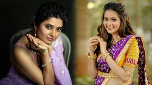 Navratri 2024 Actress Purple Saree Look