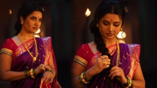 Prajakta Mali Purple Nauvari Saree