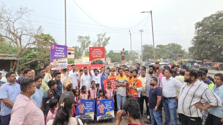 Protest of students, traffic jam, chinchoti road,