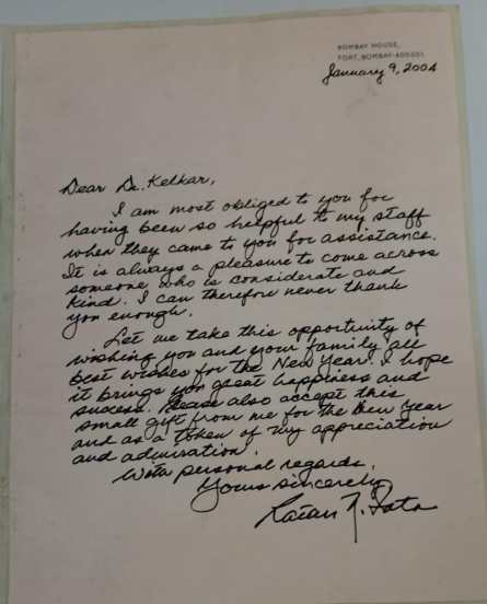 Ratan Tata signed letter, Ratan Tata,