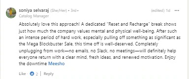 Meesho has announced a nine-day leave for its employees. (Photo: Meesho/LinkedIn)