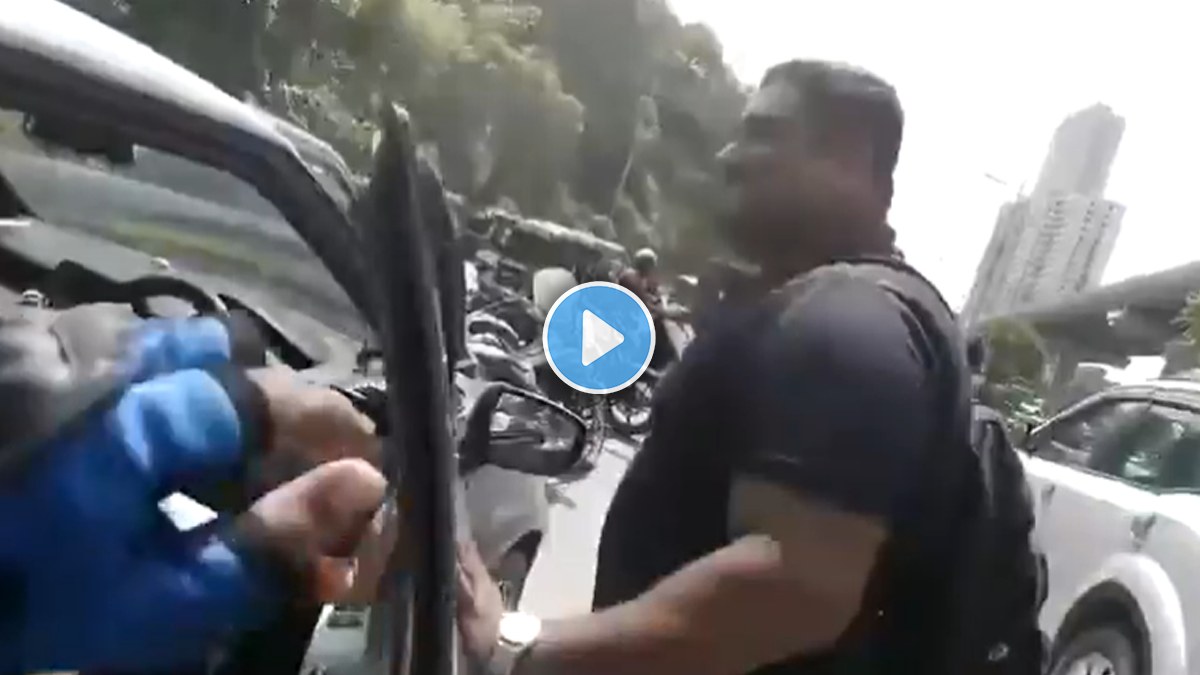 Car driver and bike rider dispute on Mumbai road viral video on social ...