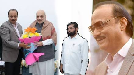 Ajit pawar and Eknath Shinde photo of Amit Shah Meeting