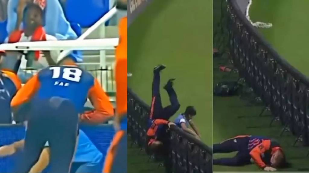 Faf du Plessis takes big fall in Abu Dhabi T10 league to saves ball boy Video Goes Viral