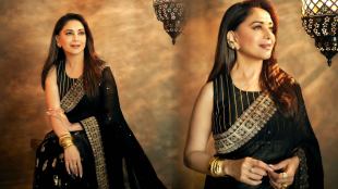 Bollywood Superstar Madhuri Dixit shares her glorious black saree photos on social media
