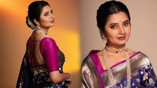 Prajakta traditional saree photoshoot post shared on social media