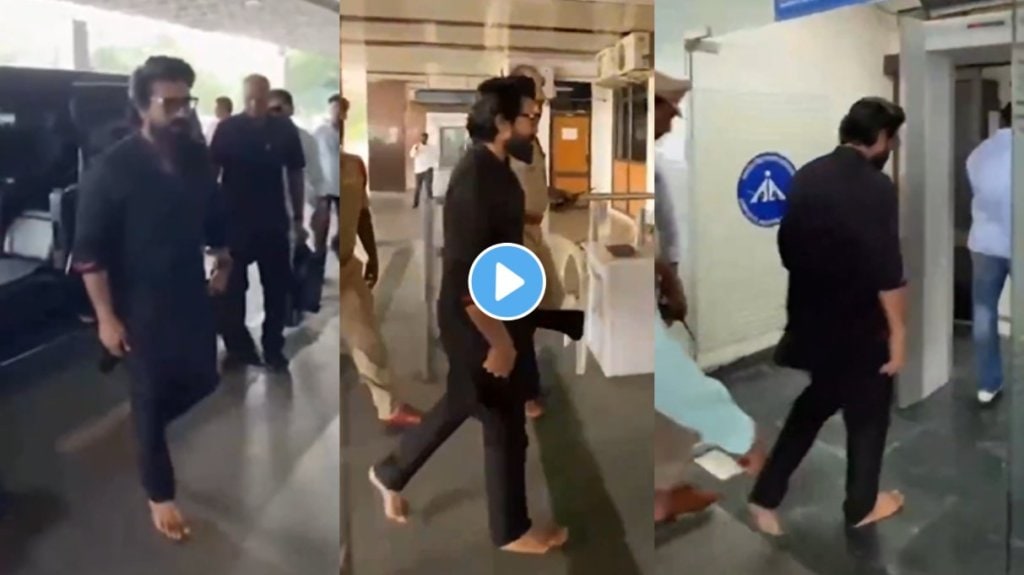 south superstar ram charan goes barefoot heads to lucknow video viral south superstar ram charan goes barefoot heads to lucknow video viral