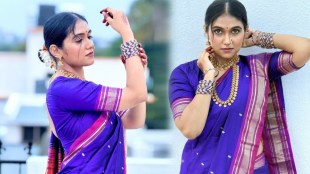 Rinku Rajguru Purple Paithani Saree