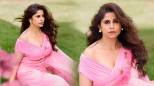 Sai Tamhankar Pink Floral Print Saree