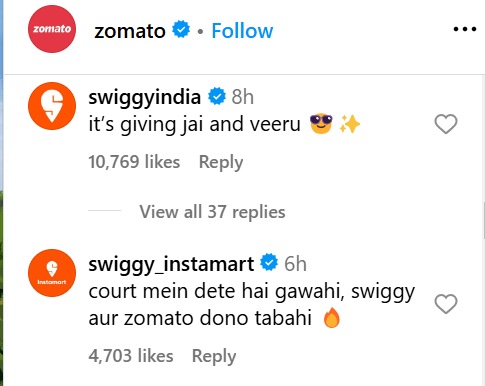 How Swiggy and other Instagram users reacted to the post