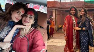 raveena tondon, rasha tondon, Bollywood Actres Raveena Tandon Visited Baidyanath Temple With Daughter Rasha