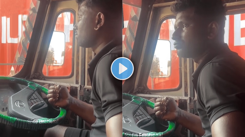 Emotional video of truck driver having food while driving a truck in signal Viral video