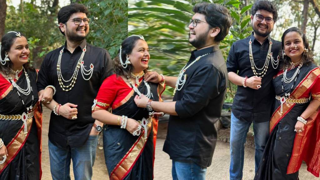 mugdha vaishampayan prathamesh laghate first makar sankrant photos viral mugdha vaishampayan prathamesh laghate first makar sankrant photos viral