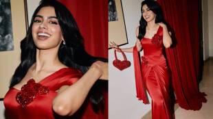 Khushi Kapoor shares pictures on social media in Red Corset Saree for the trailer launch of All Things Loveyappa Bollywood movie