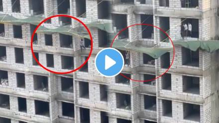 Mumbai: Worker Attempts Suicide Twice in Vikhroli, Saved by Safety Nets After Jumping From 13th Floor video goes viral