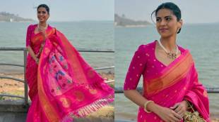 Premachi Goshta Fame swarda thigale pink saree look