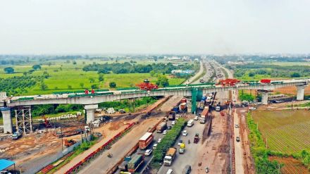 Construction of 210-meter-long bridge on Bullet Train route on National Highway 48 in Gujarat completed