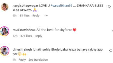 sara ali khan fans commented on her post
