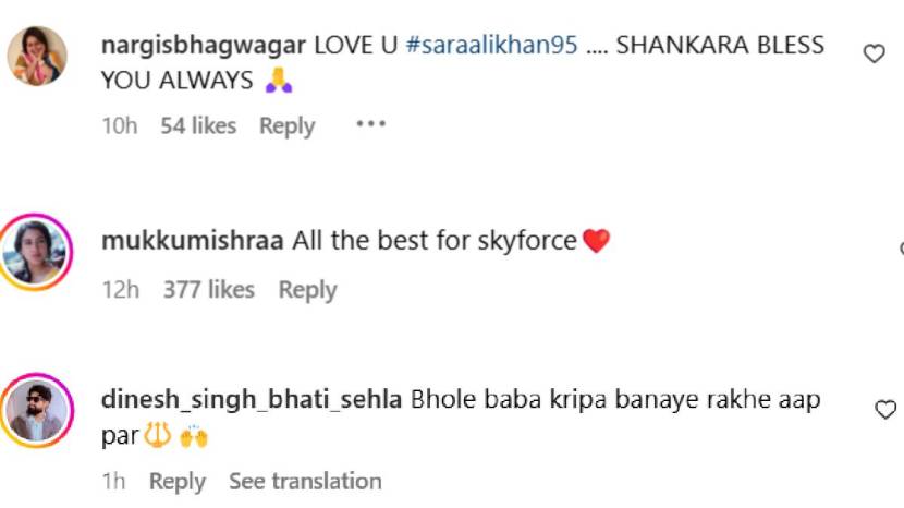sara ali khan fans commented on her post