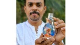 Portrait of Chhatrapati Shivaji Maharaj created in an electric bulb