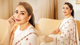 Madhuri Dixit White Saree Photoshoot