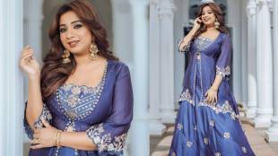 Shreya Ghoshal shares pictures in blue lehenga with floral jacket on social media