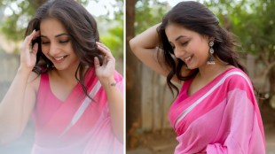 Sayali Sanjeev Pink Saree Look