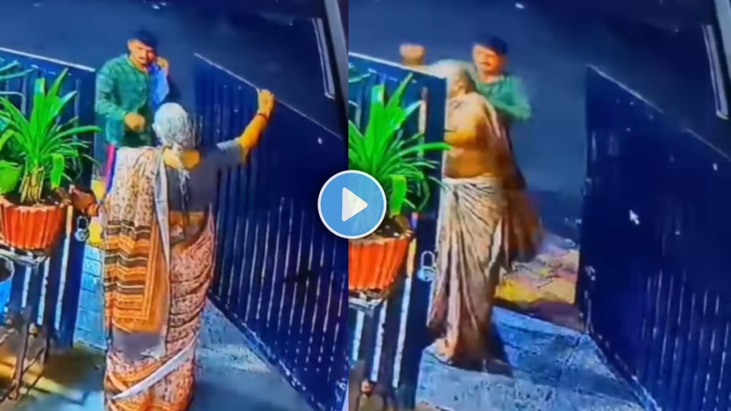 Shocking video of man attacked elder woman and snatched chain robbery video viral on social media Shocking video of man attacked elder woman and snatched chain robbery video viral on social media