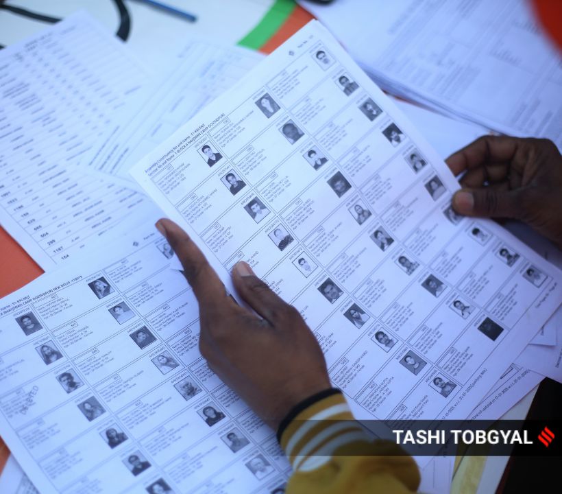 Voting has commenced across 70 Assembly constituencies in the capital, marking the start of one of the most fiercely contested elections in recent years. (Express Photo by Tashi Tobgyal)