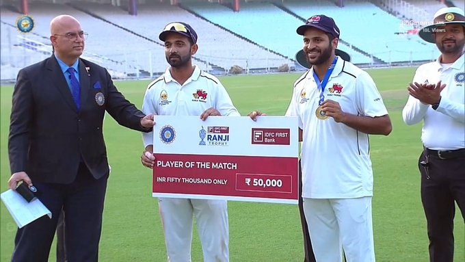 Ranji Trophy Mumbai vs Haryana Quarterfinal Player of The Match