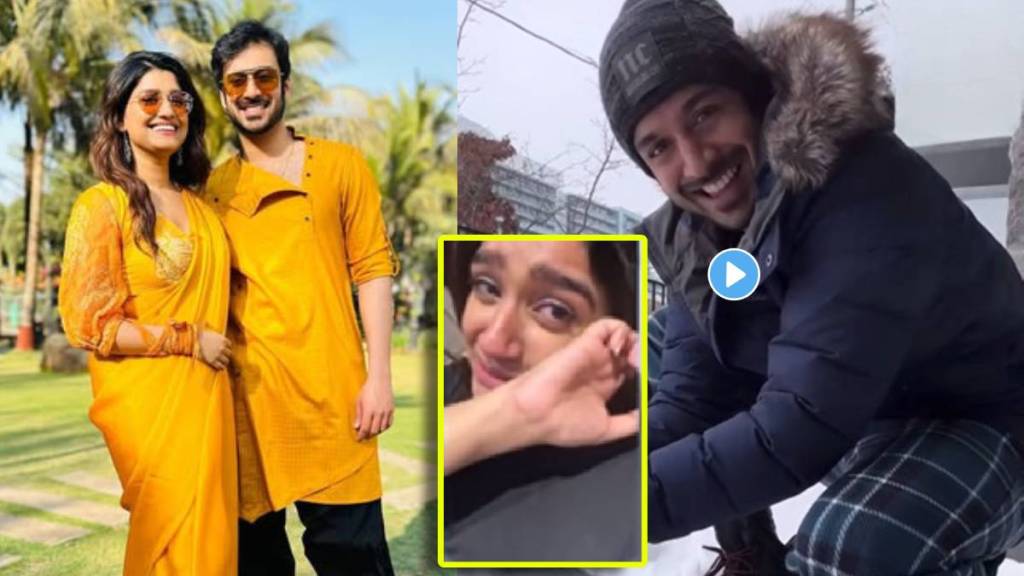 Marathi actress Rasika Sunil Emotional after seeing her husband created snow dog Marathi actress Rasika Sunil Emotional after seeing her husband created snow dog