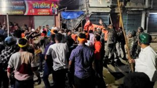 Police patrolling the streets of Hazaribagh after clashes and vandalism during Ram Navami procession