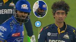 Hardik Pandya Sai Kishore Fight Both Stare at Each Other Angrily VIDEO viral GT vs MI Match of IPL