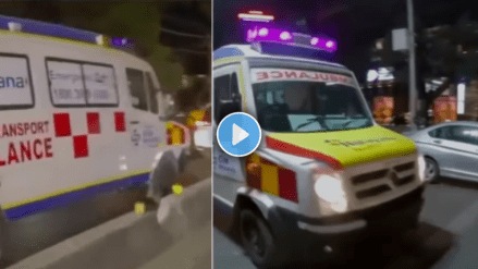 Humanity is still alive Ambulance stuck in traffic quick thinking saves life.