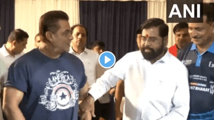 Deputy CM Eknath Shinde pulls actor Salman Khan closer