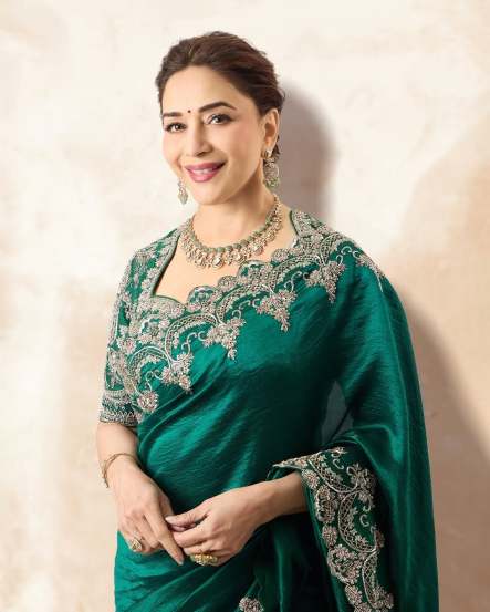 Madhuri Dixit Nene Red Saree Look