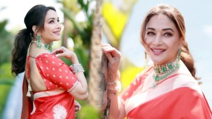 Madhuri Dixit Nene Red Saree Look