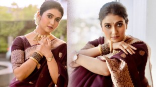 Rinku Rajguru Brown Banarasi Saree Look